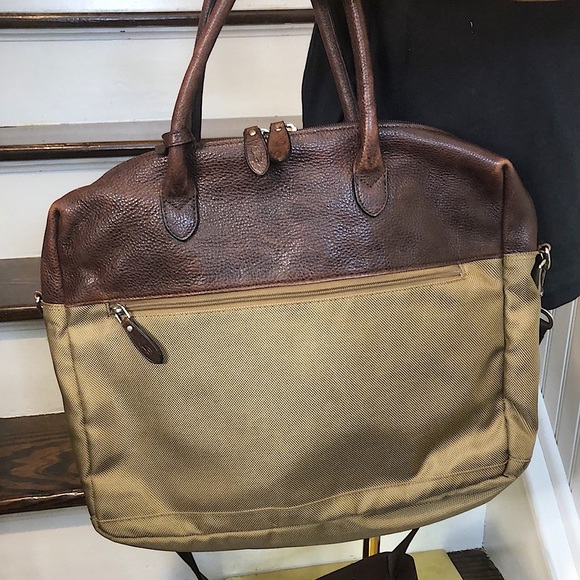 RALPH LAUREN Olive Canvas Brown Leather Crossbody Messenger Laptop Shoulder Bag - Picture 3 of 17